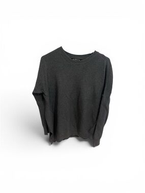 Athleta Ribbed Black Knit Asymmetrical Crew Sweater